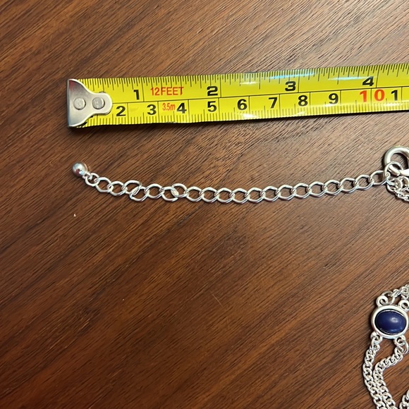 Chico’s faux silver long necklace with navy beads - Picture 4 of 4